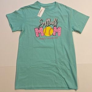 Simply Southern Small Softball Mom Crew Neck Graphic Tee Shirt New D4